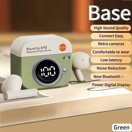 Écouteurs Bluetooth Q86 Sans Fil avec Écran Digital – Design Vintage et Boîtier de Charge