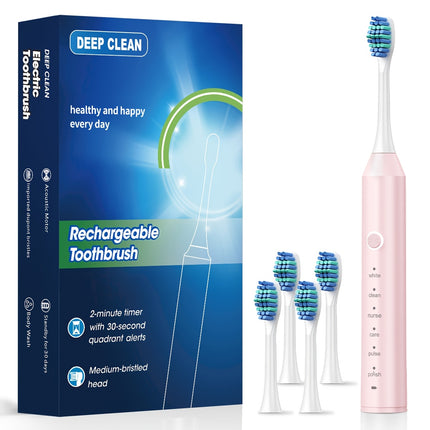 Brosse à Dents Électrique Intelligente Rechargeable USB – 6 Modes de Nettoyage pour Adultes