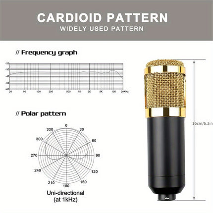 Microphone Condensateur BM-800 Filaire – Idéal pour Chant, Gaming et Enregistrement