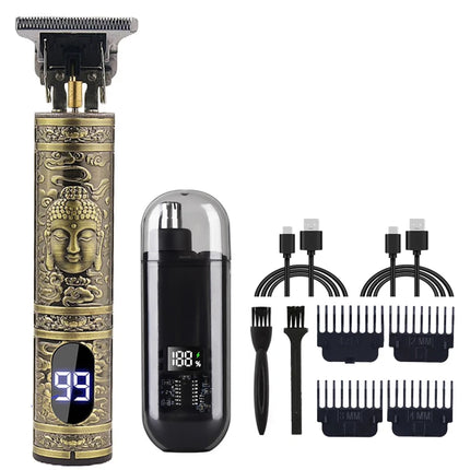 Tondeuse Électrique Vintage T9 pour Homme – Kit de Coupe Cheveux, Barbe et Nez Rechargeable