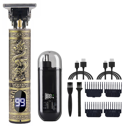 Tondeuse Électrique Vintage T9 pour Homme – Kit de Coupe Cheveux, Barbe et Nez Rechargeable