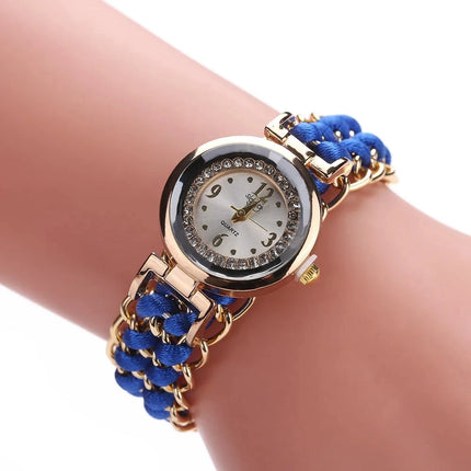 Montre Bracelet Tressé Style Bohème – Montre Quartz Mode avec Bracelet Tissé