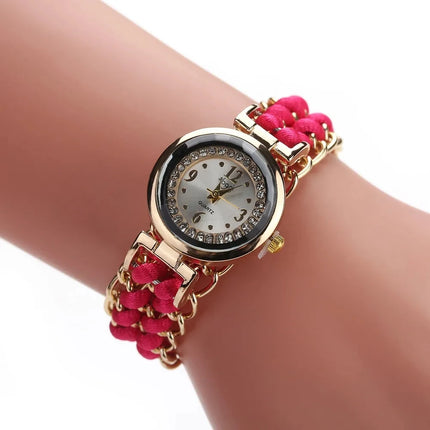 Montre Bracelet Tressé Style Bohème – Montre Quartz Mode avec Bracelet Tissé