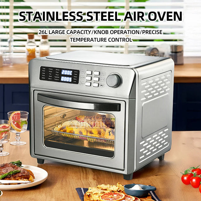 Four Électrique Multifonction en Acier Inoxydable – Friteuse à Air Sans Huile 26L avec Contrôle Digital