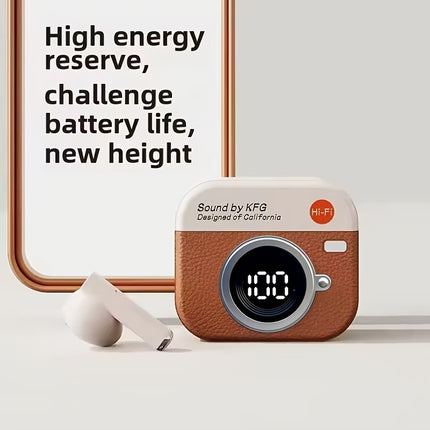 Écouteurs Bluetooth Q86 Sans Fil avec Écran Digital – Design Vintage et Boîtier de Charge