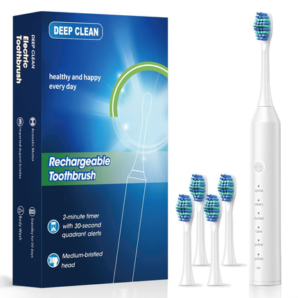 Brosse à Dents Électrique Intelligente Rechargeable USB – 6 Modes de Nettoyage pour Adultes