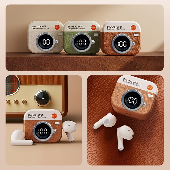 Écouteurs Bluetooth Q86 Sans Fil avec Écran Digital – Design Vintage et Boîtier de Charge